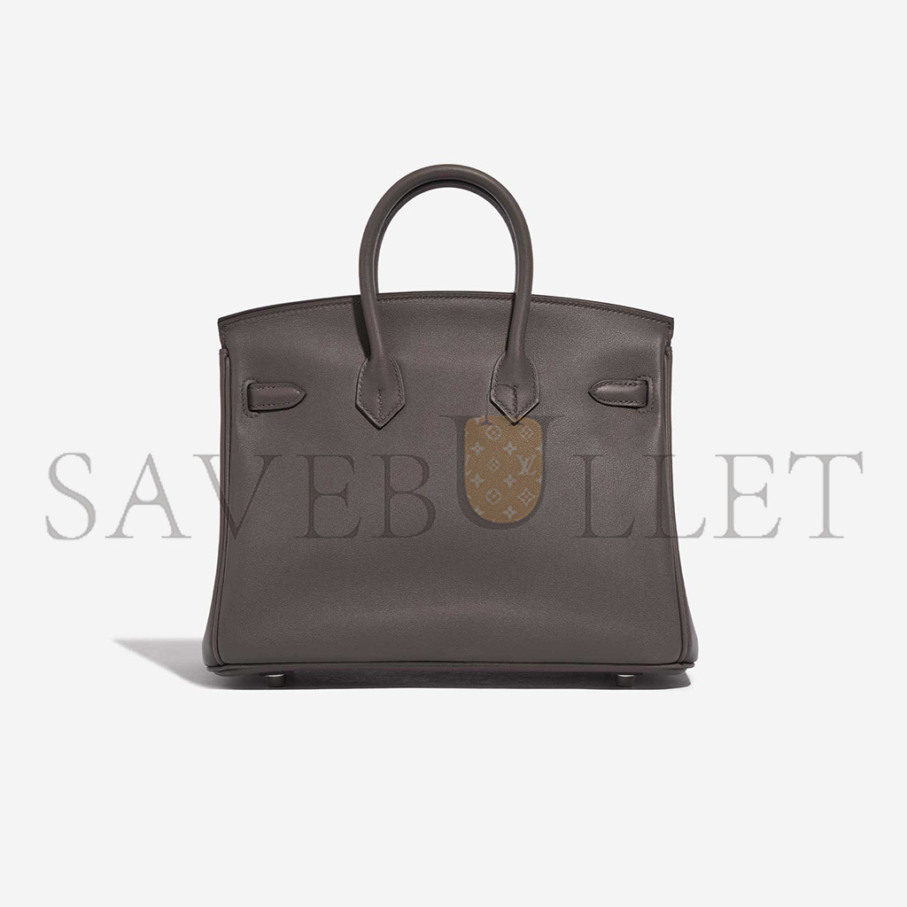 H**mes birkin 25 swift leather pewter grey silver buckle bag h049362ck10 (25*20*13cm)